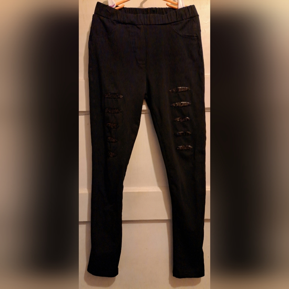 Sin City Black Leggings Girls Size 13Y Activewear neutral stretch gym pants